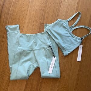 Morgan Stewart Sport light blue sports bra & legging set NWT XS/S